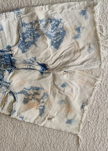Bershka Batik Desenli Düğmeli Kadın Kot Pantolon - Görsel 2