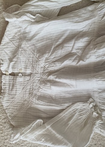 Kız Çocuk Beyaz müslim Fırfırlı Bluz - Görsel 4