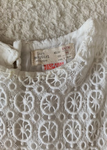 Kız Çocuk Beyaz Dantel Nakışlı Elbise - Görsel 2