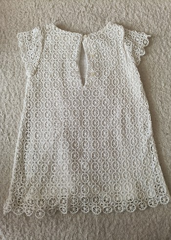 Kız Çocuk Beyaz Dantel Nakışlı Elbise - Görsel 3