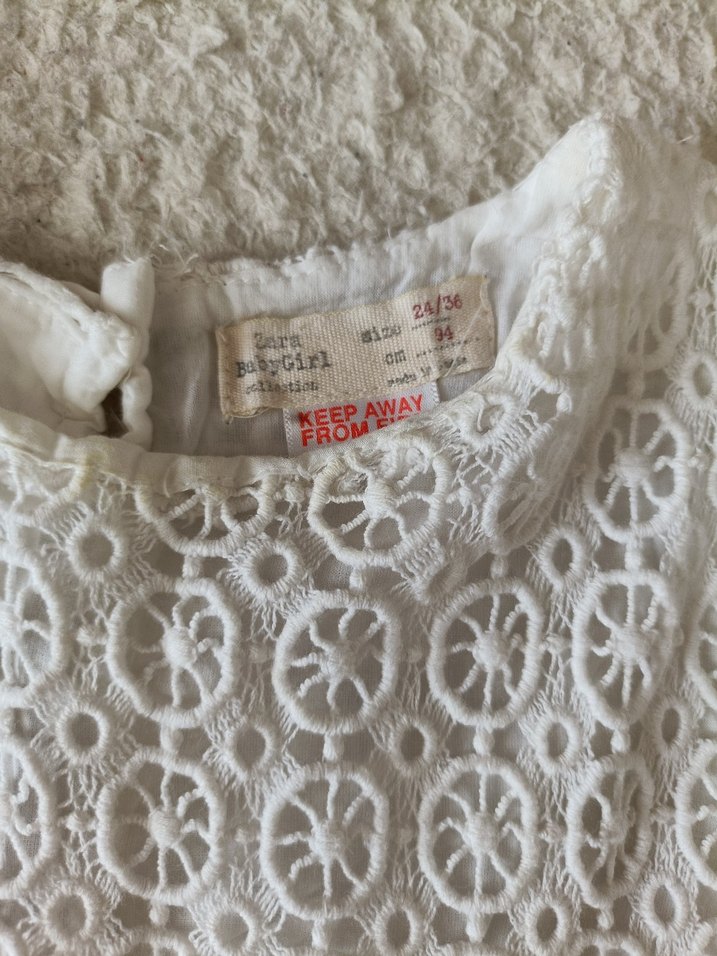 Kız Çocuk Beyaz Dantel Nakışlı Elbise - Görsel 2