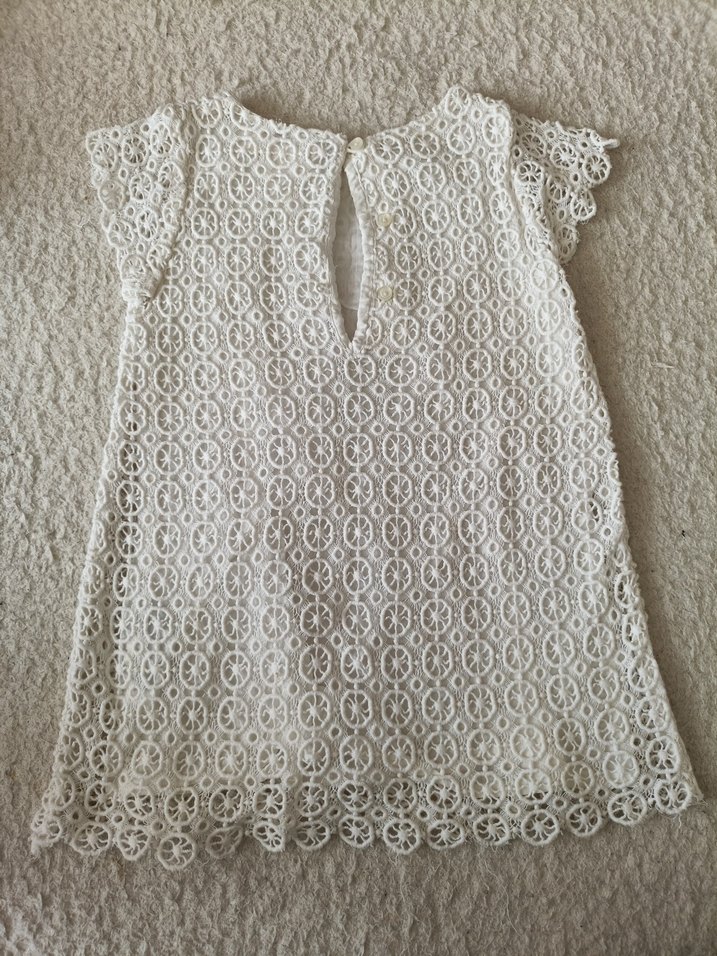 Kız Çocuk Beyaz Dantel Nakışlı Elbise - Görsel 3