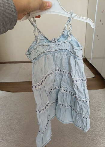 Nakışlı Bohem Kız Çocuk Kot Elbise - Görsel 3