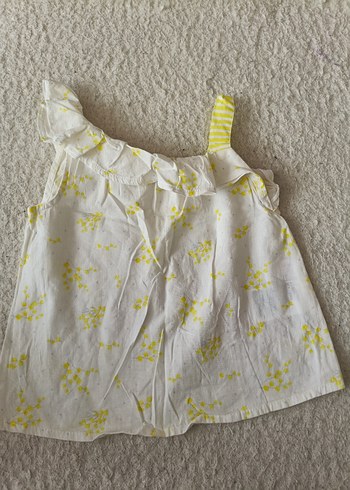 Kız Çocuk Sarı Fırfırlı Kolsuz Bluz - Görsel 3