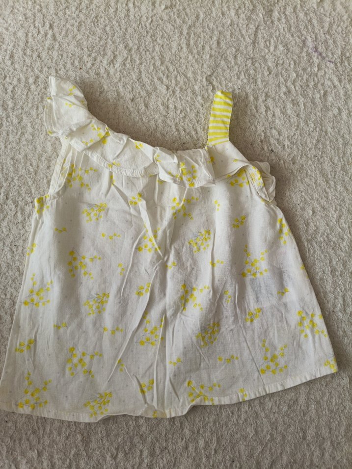 Kız Çocuk Sarı Fırfırlı Kolsuz Bluz - Görsel 3