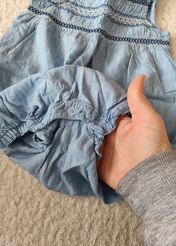 Kız Çocuk Fırfırlı Denim Tulum - Görsel 4