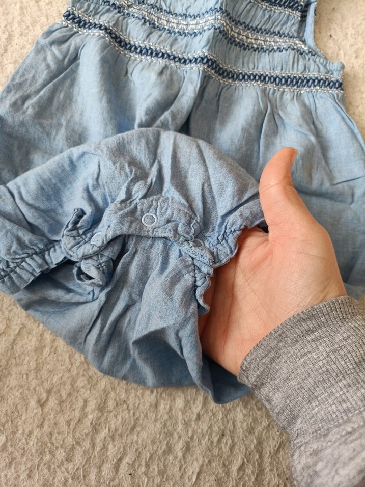 Kız Çocuk Fırfırlı Denim Tulum - Görsel 4