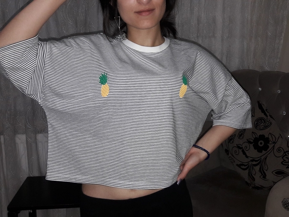 s/m/l ananas baskılı bayan tshirt