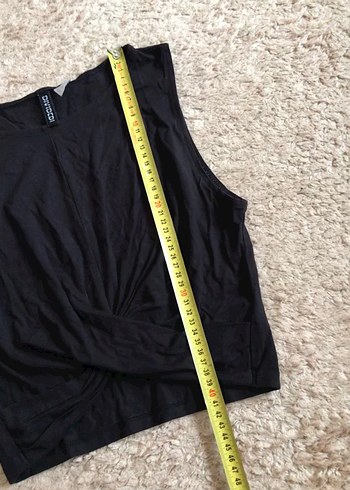H&M H&M Drapeli Siyah Kolsuz Crop Top