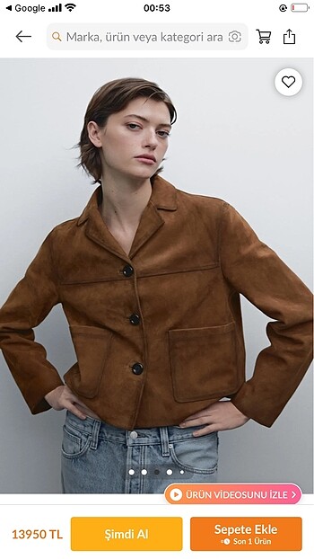 Massimo Dutti Süet Cepli Ceket Sıfır Ürün
