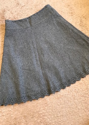 Gri Nakışlı Midi Yün Eteği - Görsel 4