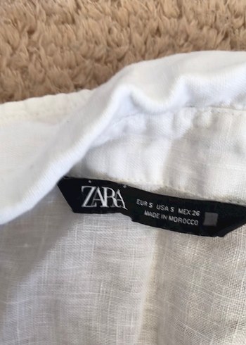 Zara Zara Kadın Beyaz Keten Uzun Gömlek