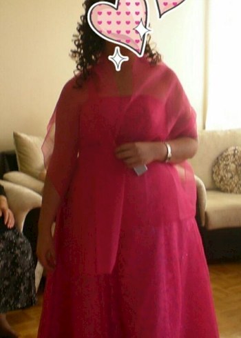 Fuşya Uzun Drapeli Straplez Kadın Abiye - Görsel 2