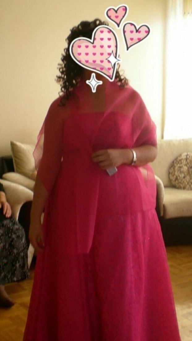 Fuşya Uzun Drapeli Straplez Kadın Abiye - Görsel 2