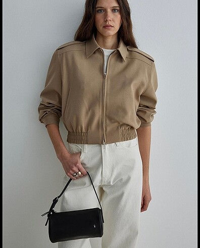 Suud Camel Cooper Crop Bomber Ceket