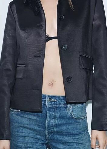 Zara Zara saten siyah ceket