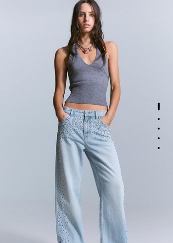 Bershka Pariltili Genis Paca Kadin Kot Pantolon