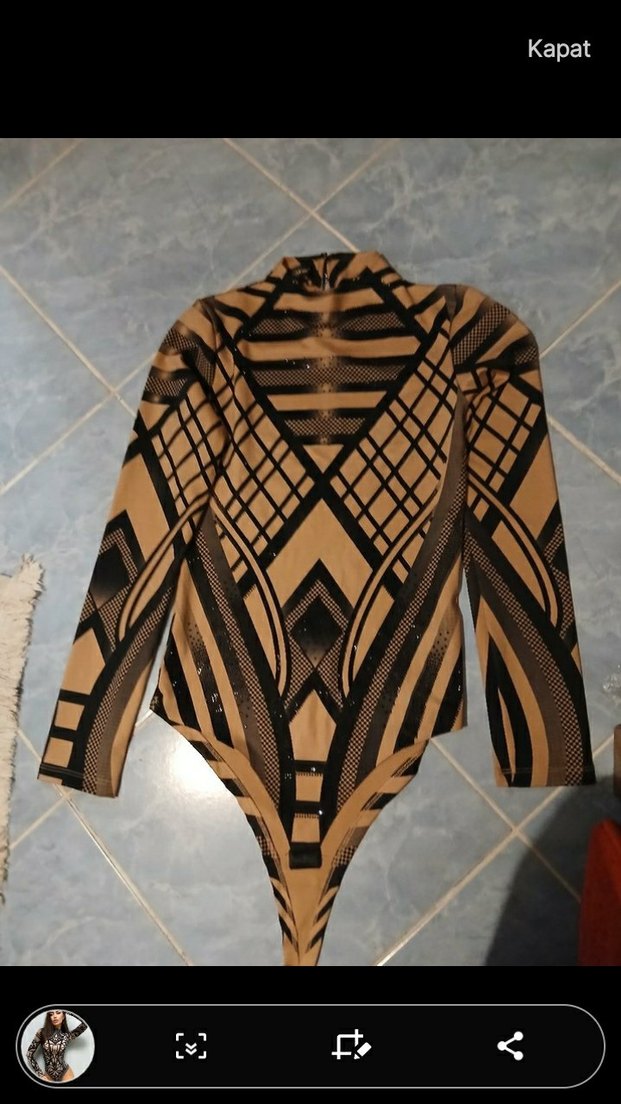 Geometrik Desenli Siyah Transparan #Bodysuit — görsel 2/10