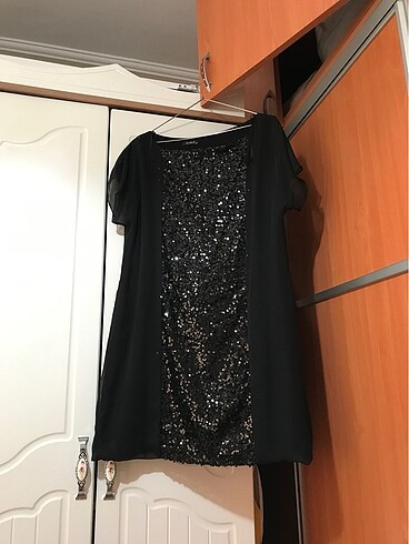 Payetli (pullu),astarlı, düz dantelli şık elbise & tunik - Görsel 7