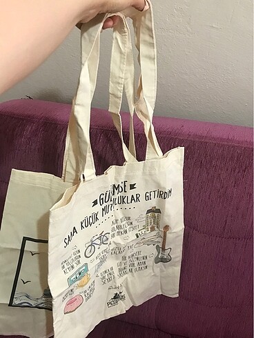 Beden 2 adet desenli bez çanta