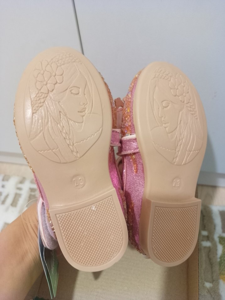 Pembe Simli Kız Çocuk Babet Ayakkabı - Görsel 3