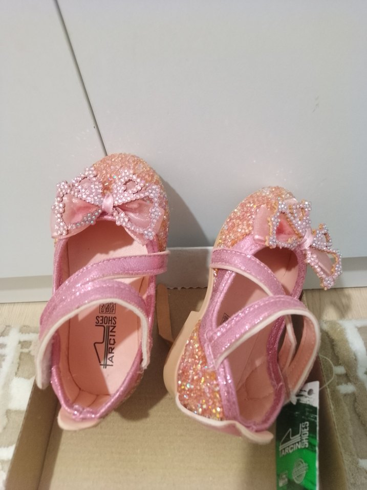Pembe Simli Kız Çocuk Babet Ayakkabı - Görsel 2