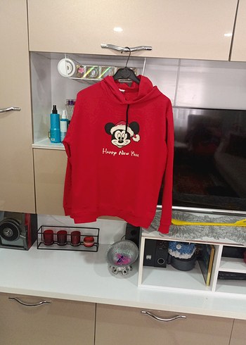 xxKapüşonlu Kırmızı Kadın Sweatshirt
