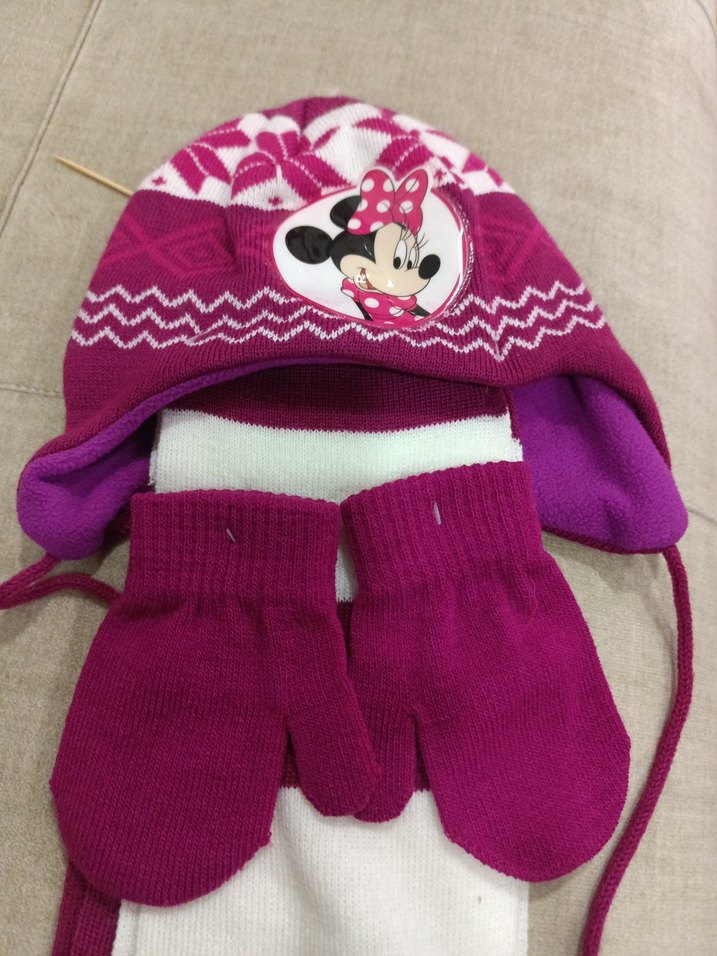 C1 Renkli İşlemeli Kız Çocuk Bere, Eldiven ve Atkı Seti - Görsel 2