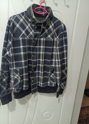 Gri Ekose Düğmeli Kadın Ceket - Görsel 2