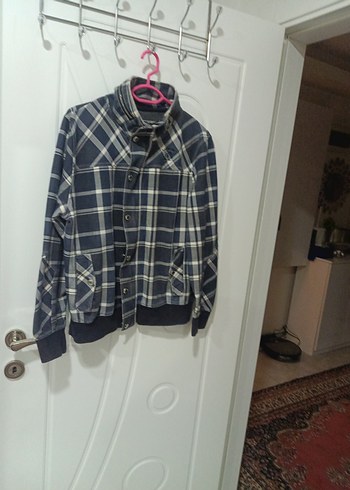 Gri Ekose Düğmeli Kadın Ceket - Görsel 3