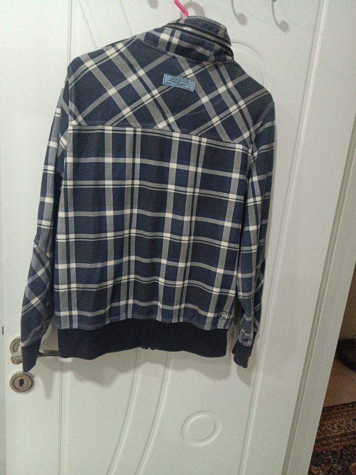 Gri Ekose Düğmeli Kadın Ceket - Görsel 4