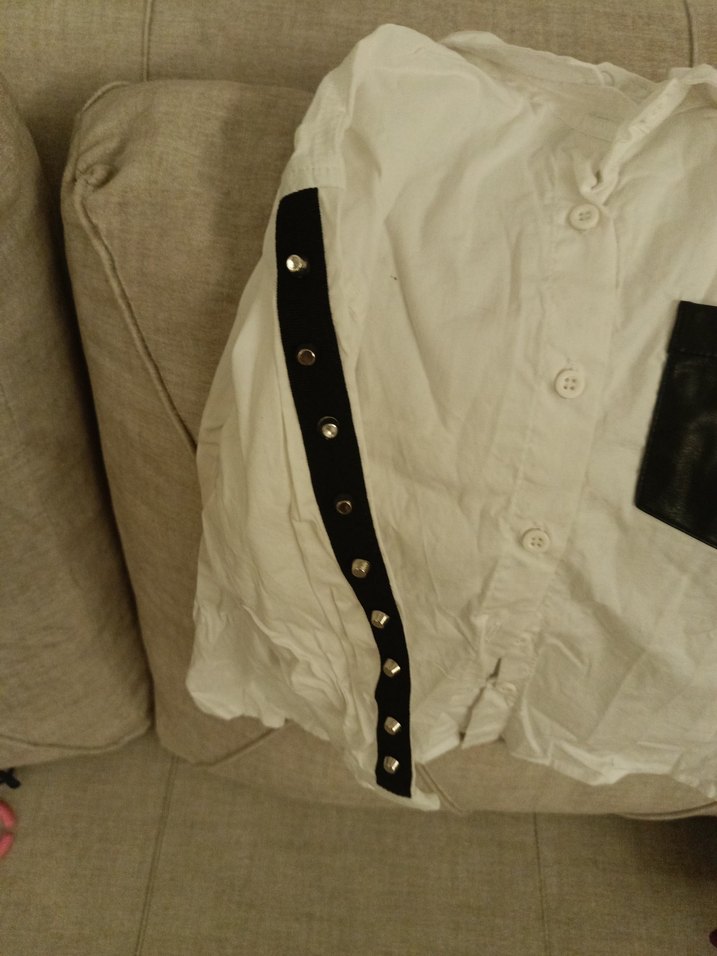 C1 Düğmeli Beyaz cocuk Keten Gömlek - Görsel 4