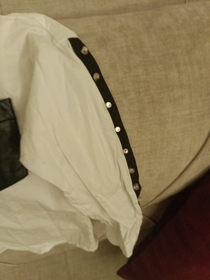 C1 Düğmeli Beyaz cocuk Keten Gömlek - Görsel 3