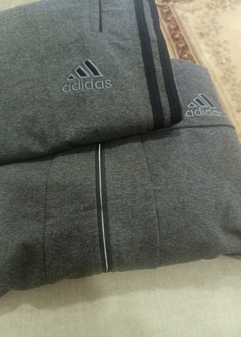 C1 Gri Adidas Fermuarlı erkek Eşofman Takımı - Görsel 2