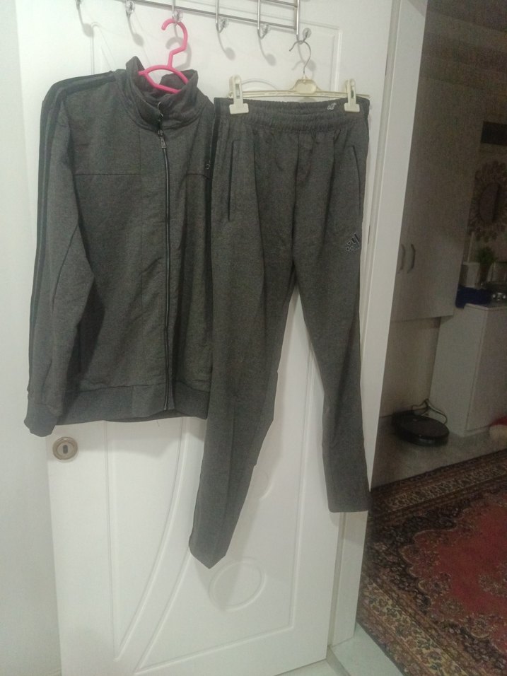 C1 Gri Adidas Fermuarlı erkek Eşofman Takımı - Görsel 5