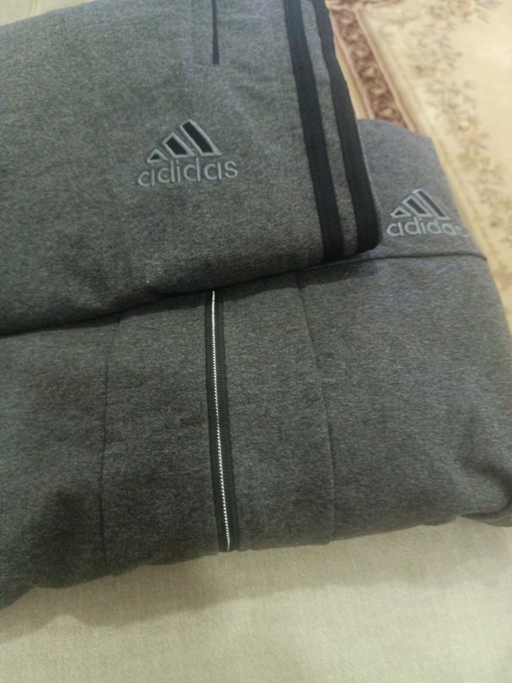 C1 Gri Adidas Fermuarlı erkek Eşofman Takımı - Görsel 2