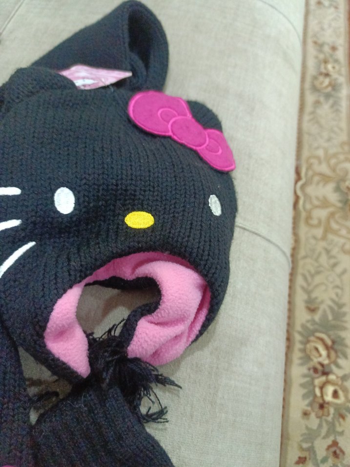 C1 Çocuk Siyah Nakışlı Örgü Eldiven ve Bere Seti - Görsel 3