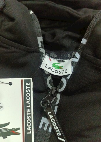 c1Lacoste Siyah Kapüşonlu Fermuarlı Erkek aşortman takımı - Görsel 8