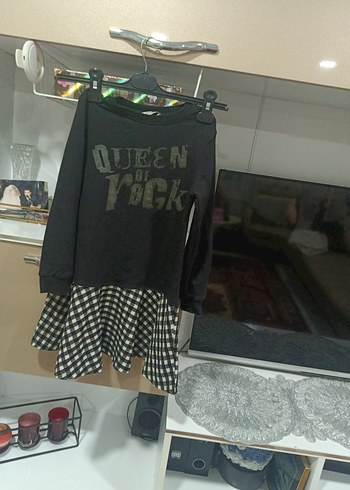 1Kızlar için Siyah Rock Punk elbise