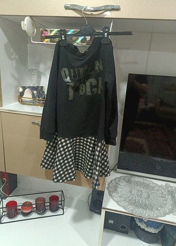 7 Yaş Beden 1Kızlar için Siyah Rock Punk elbise