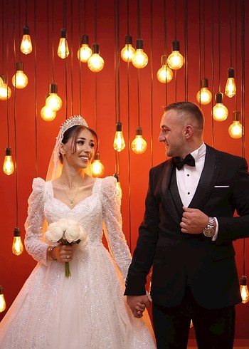 Uzun Kollu Beyaz A Kesim Gelinlik - Görsel 10