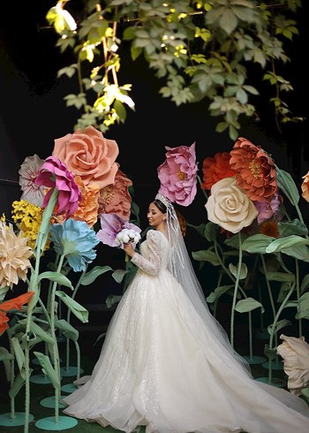 Uzun Kollu Beyaz A Kesim Gelinlik - Görsel 4