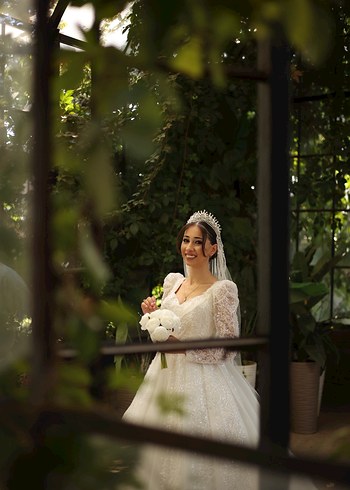 Uzun Kollu Beyaz A Kesim Gelinlik - Görsel 2