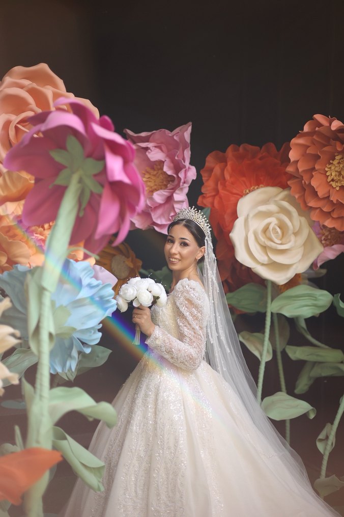 Uzun Kollu Beyaz A Kesim Gelinlik - Görsel 5