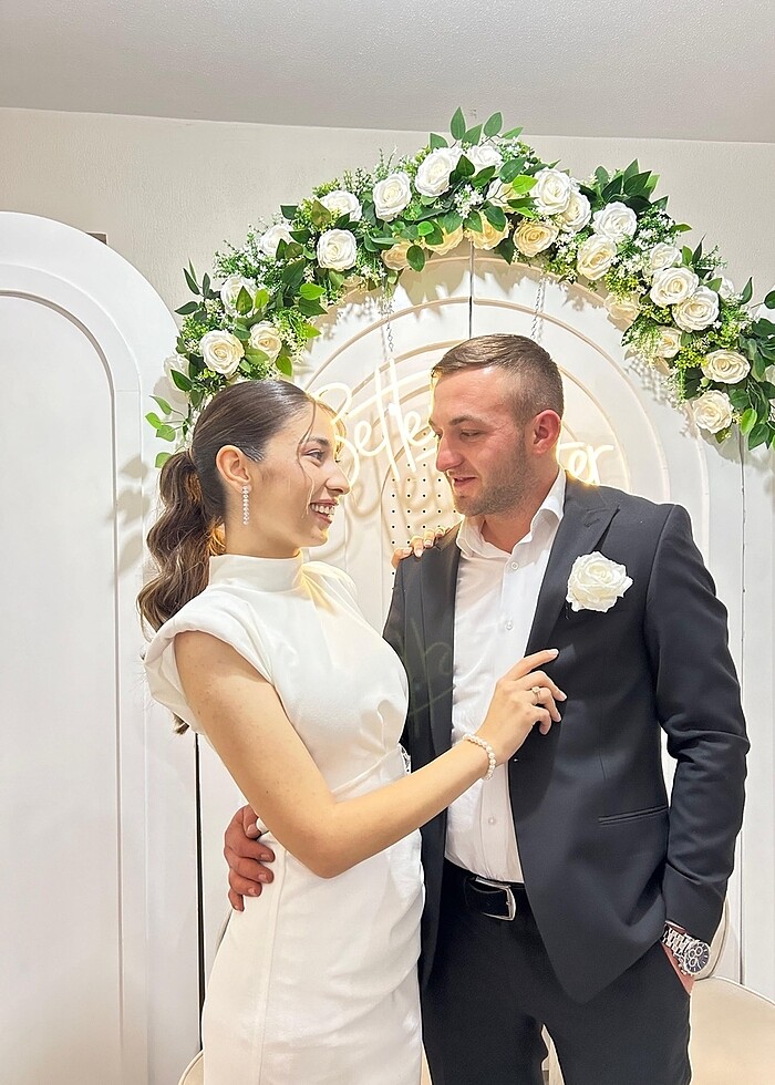 Nişan nikah elbisesi beyaz - Görsel 3