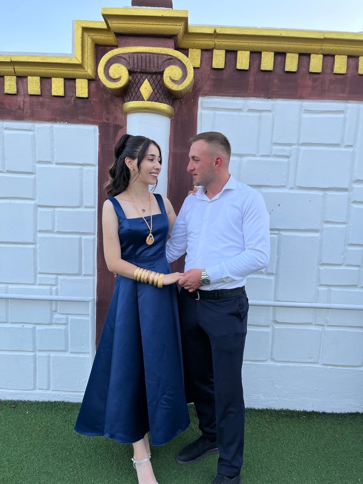 V Yaka Lacivert Uzun Drapeli Elbise a kesim lacivert - Görsel 2