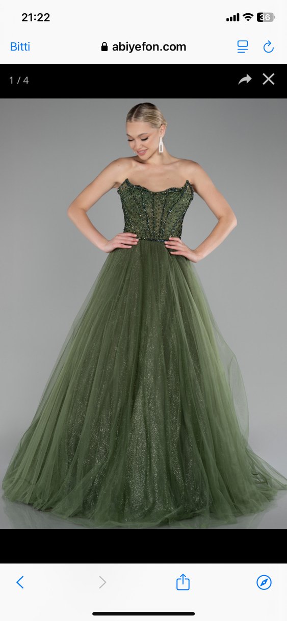 Drapeli Straplez Uzun Kadın Abiye Elbise - Görsel 3