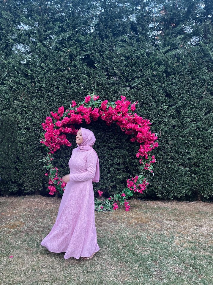 Pembe fransız güpürüTesettür Abiye - Görsel 2