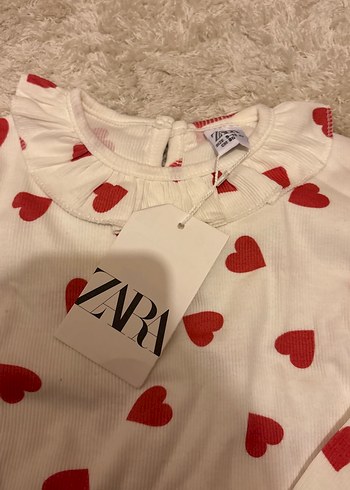 Zara Kız Bebek Uzun Kollu Kalp Desenli Örgü Takım