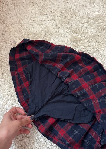 Bordo Ekose Pilili Midi Etek - Görsel 3